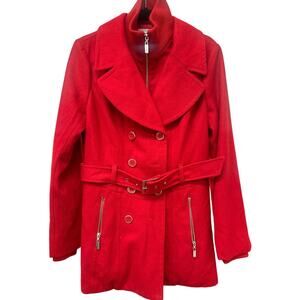G by Guess Coat Red XL Belted Wool Blend